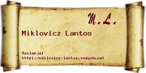 Miklovicz Lantos névjegykártya